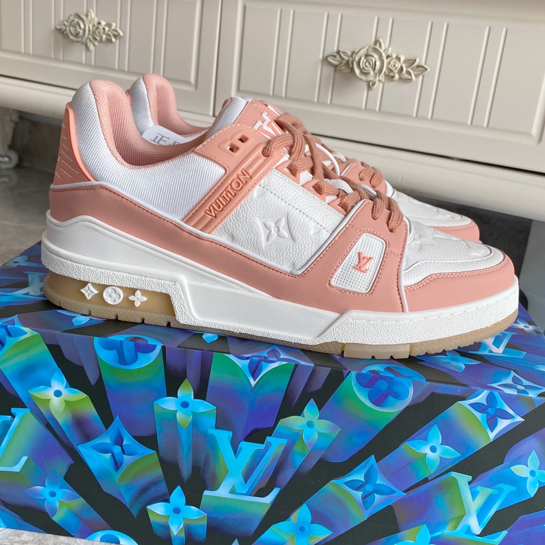 LV鞋-LV Trainer 米桃粉 休閒鞋（男女同款）