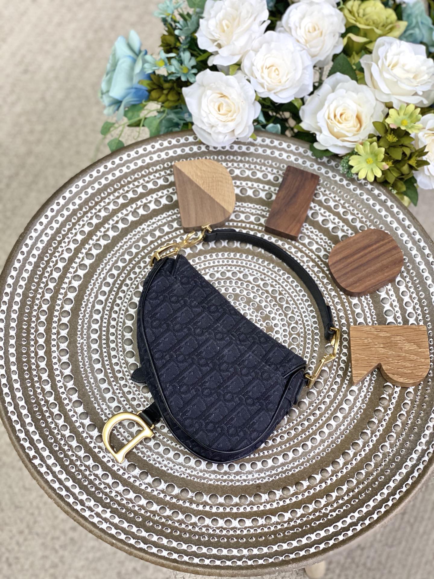 Dior Saddle 馬鞍包-帆布-小號黑色-19.5cm