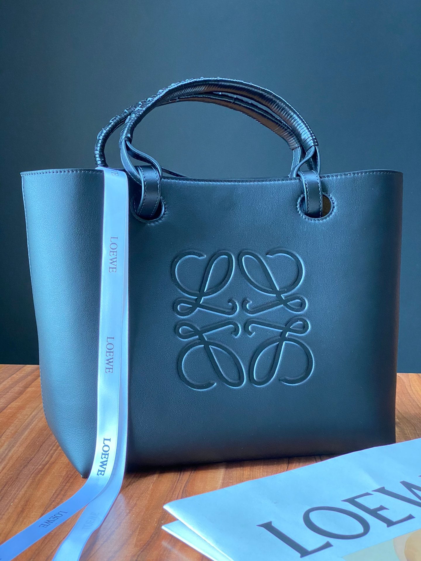 羅L威-Anagram Tote 手袋 平紋 黑色 小號