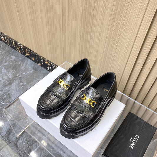 賽C家-鱷魚紋厚底福樂鞋
