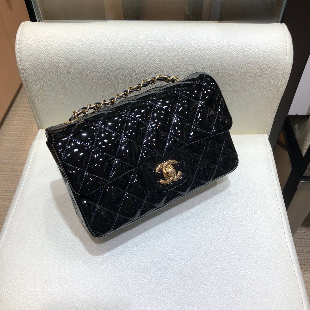 小香家-CF包 漆皮 金鍊 20cm