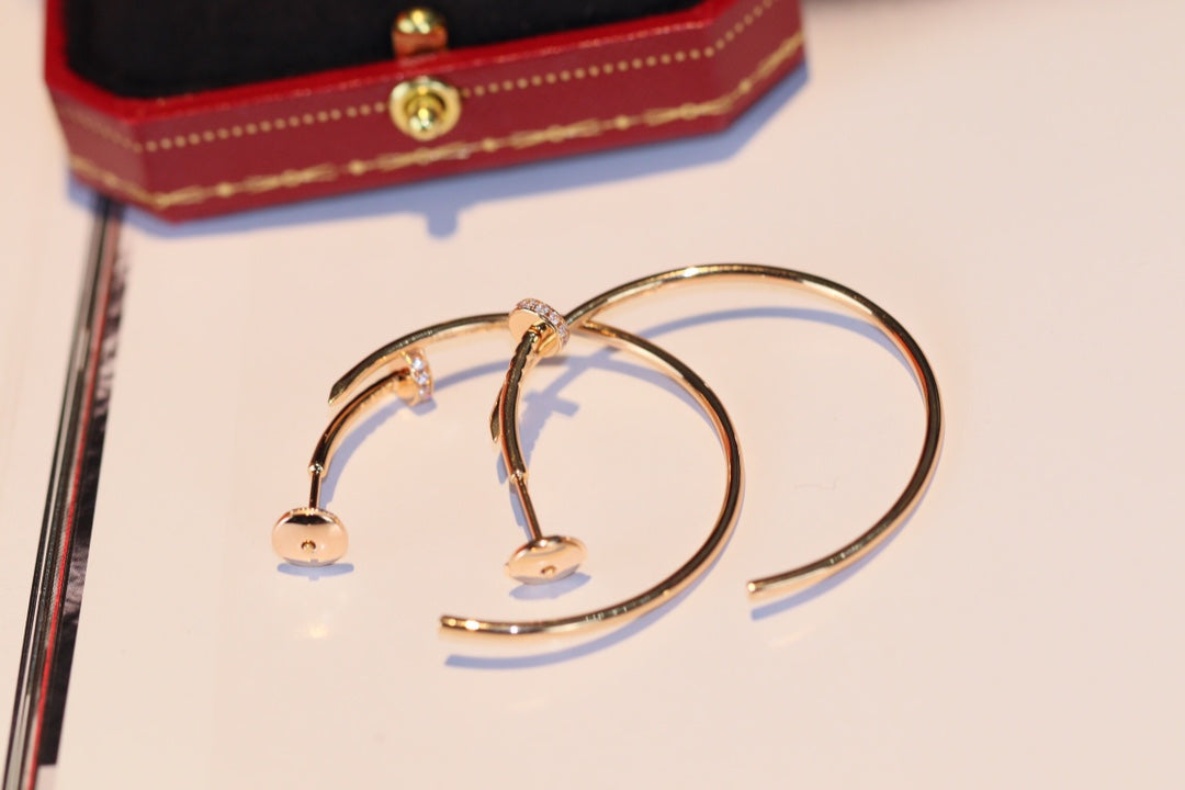 Cartier 釘子耳環-玫瑰金/白金-半鑽