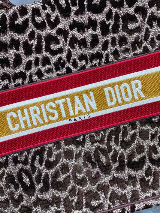 Dior Book Tote-大號41.5cm-絲絨豹紋