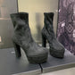 聖Y羅-2022早春新款 厚底高跟短靴 黑色