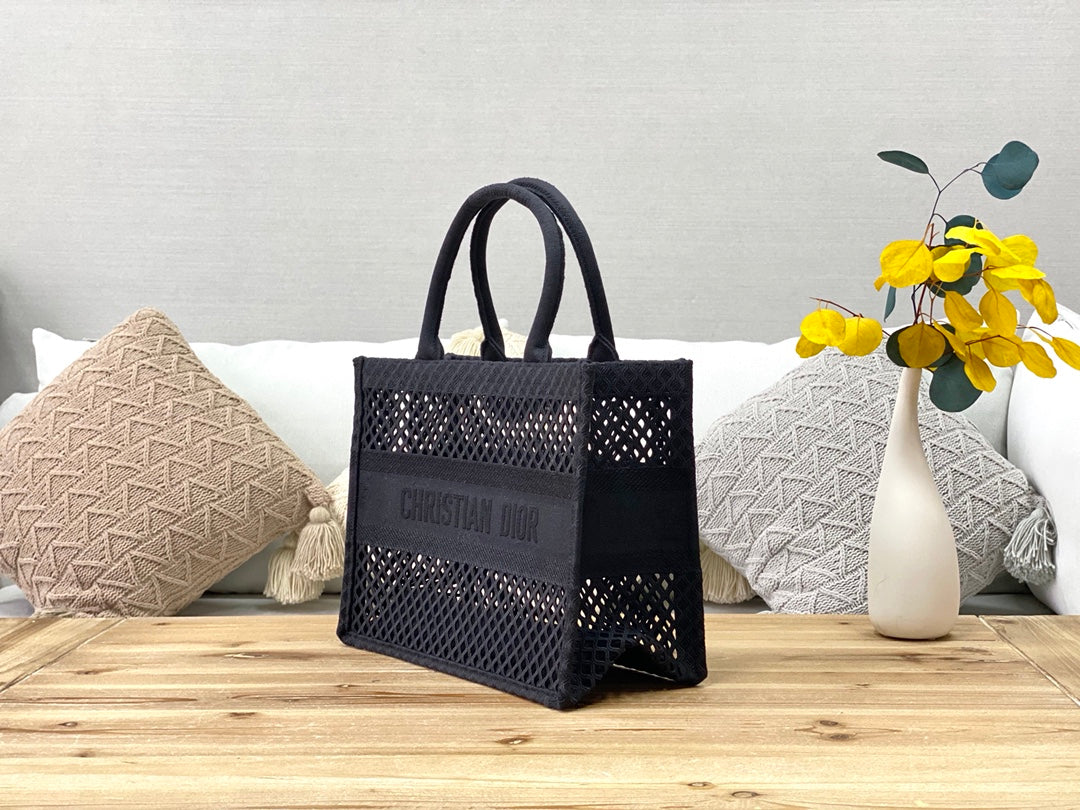 Dior Book Tote-小號36.5cm-黑色網格