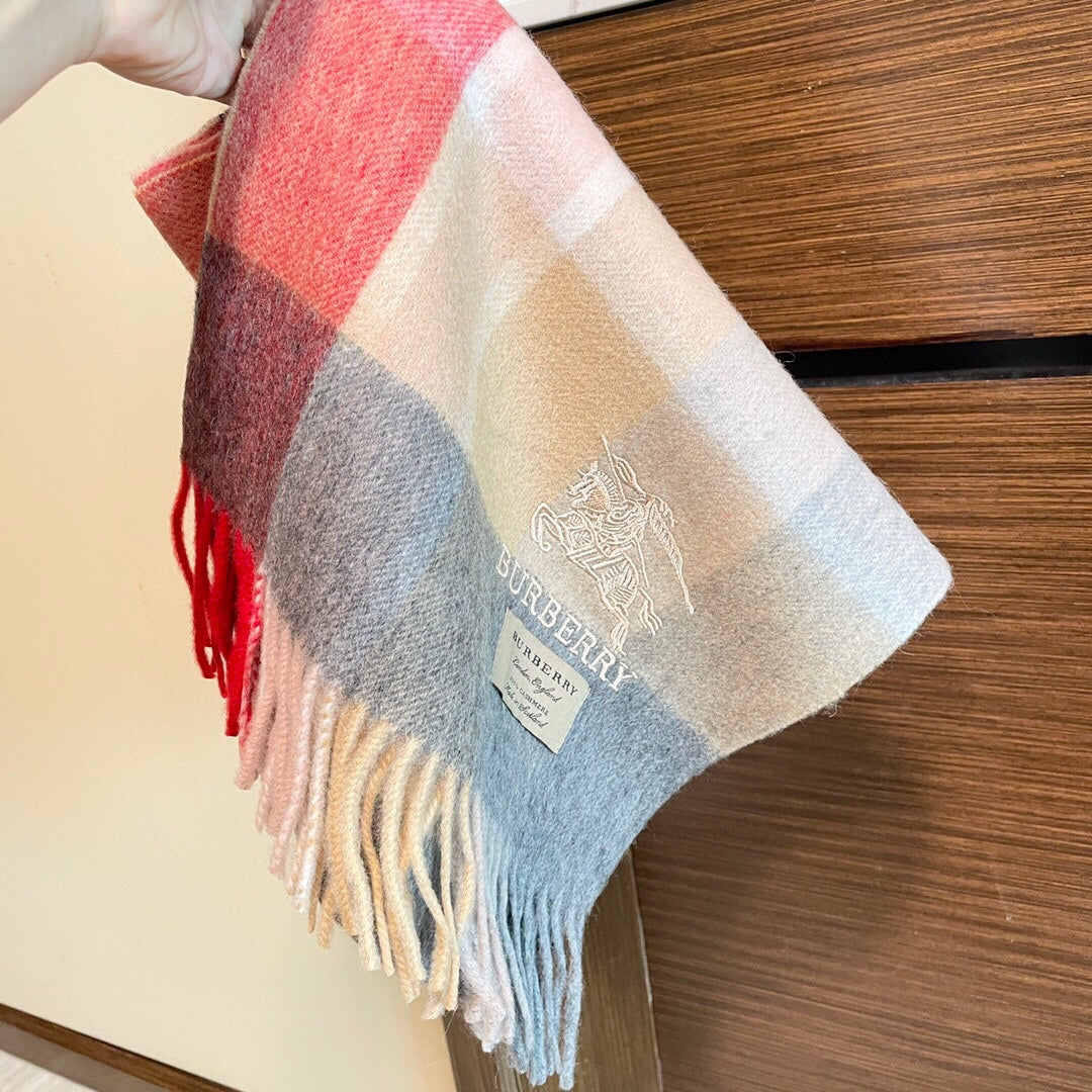巴B家-水波紋經典羊絨格子圍巾 32*180cm