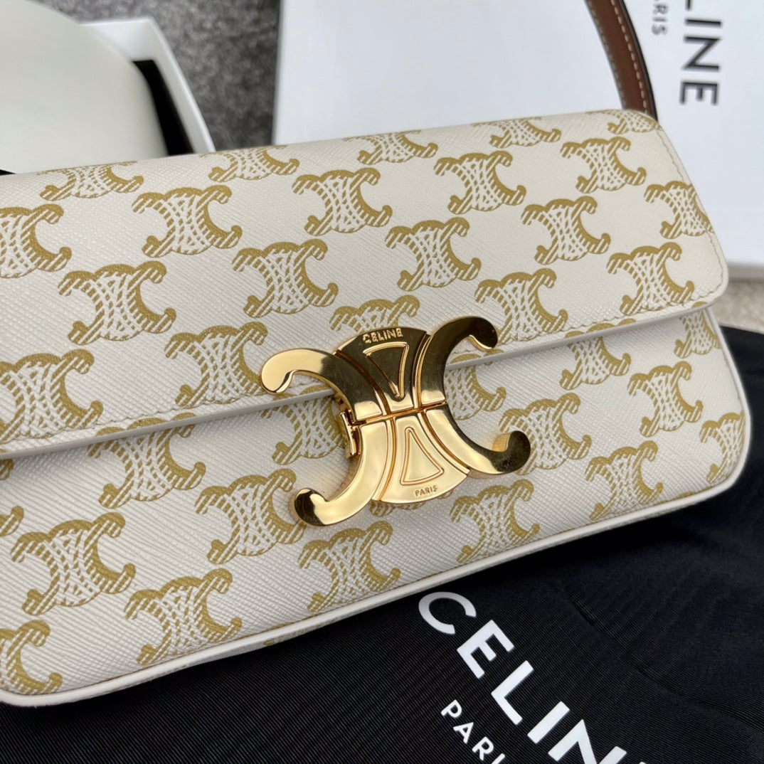 Celine TRIOMPHE 標誌印花牛皮革背包 腋下包