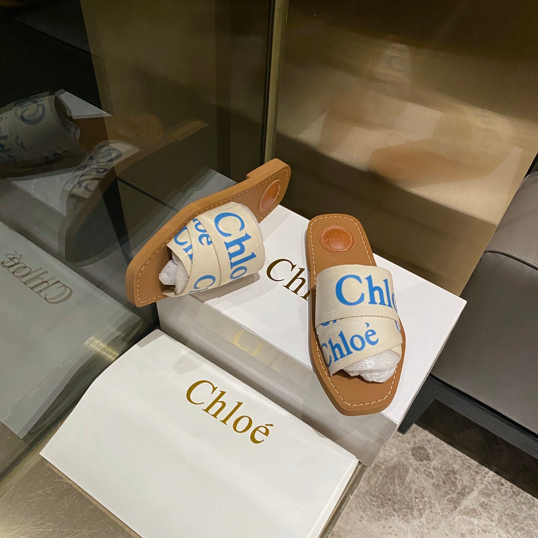 Chloe鞋-Chloe Woody Logo 拖鞋（藍）