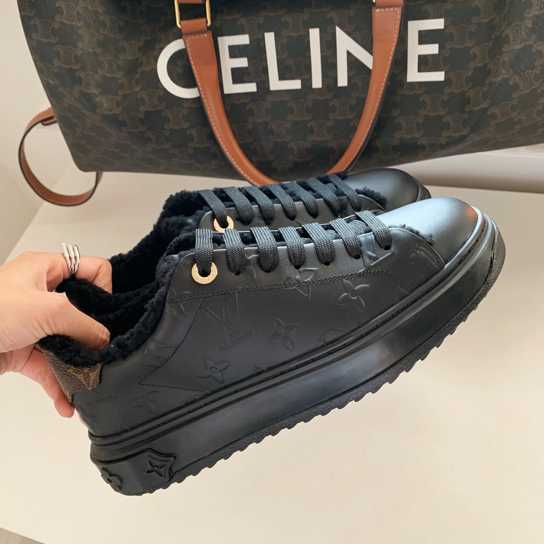 LV鞋-LV Charlie 2022春 厚底 皮款 黑
