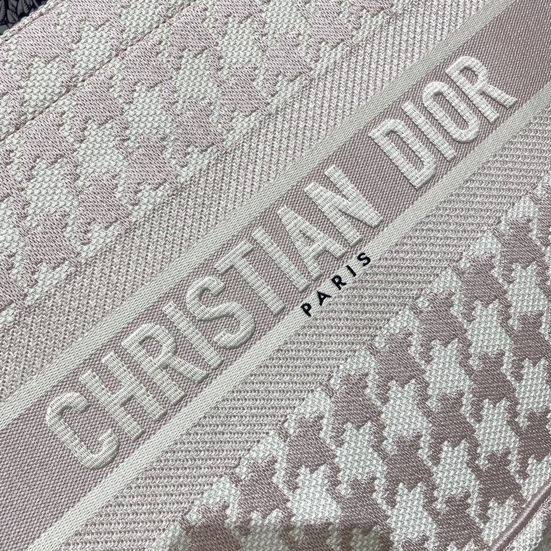 Dior Book Tote-小號36.5cm-粉色千鳥格