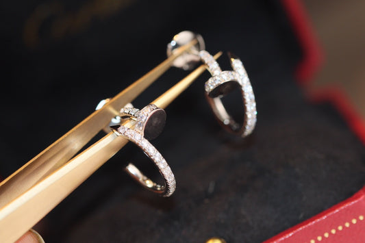 Cartier 釘子小號耳環-白金-滿鑽
