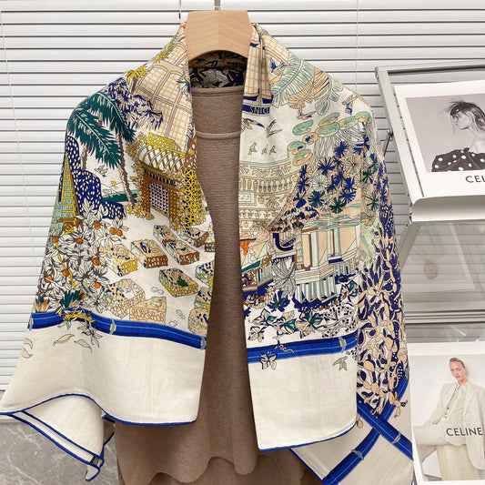 小愛款-雙面大絲巾 136cm-30%真絲70%羊毛