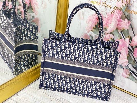 Dior Book Tote-小號36.5cm-深藍老花