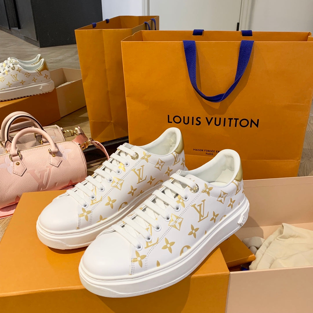 LV鞋-LV 小白鞋 金色