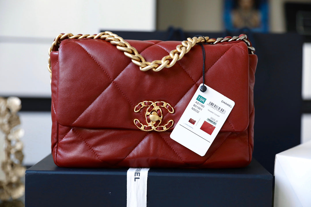 Chanel 19Bag-小號棗紅色