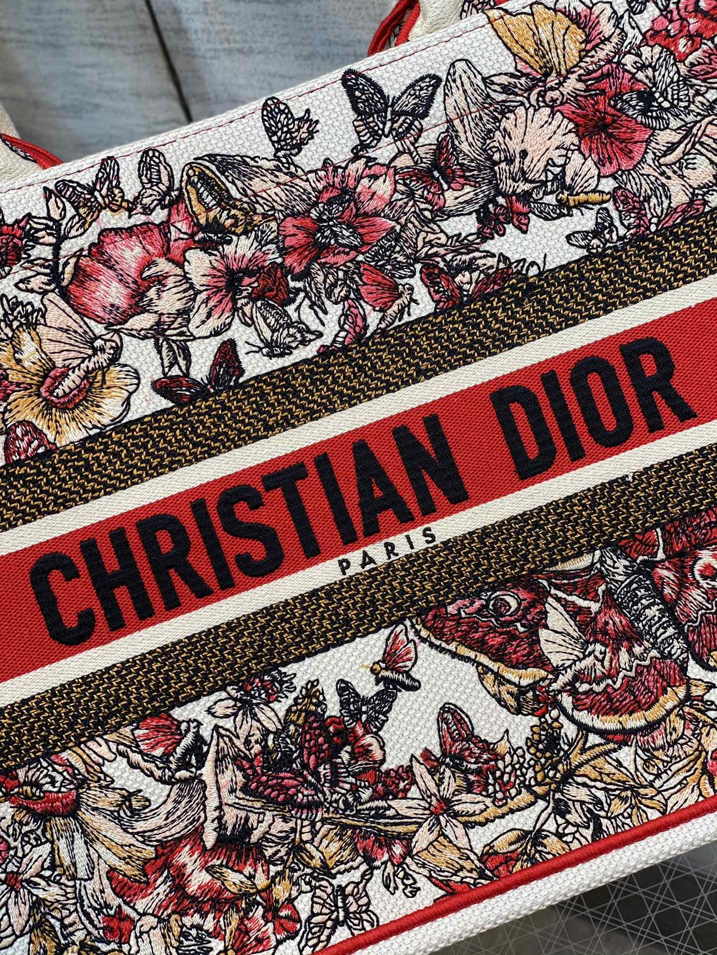 Dior Book Tote-小號36.5cm-蝶戀花刺繡