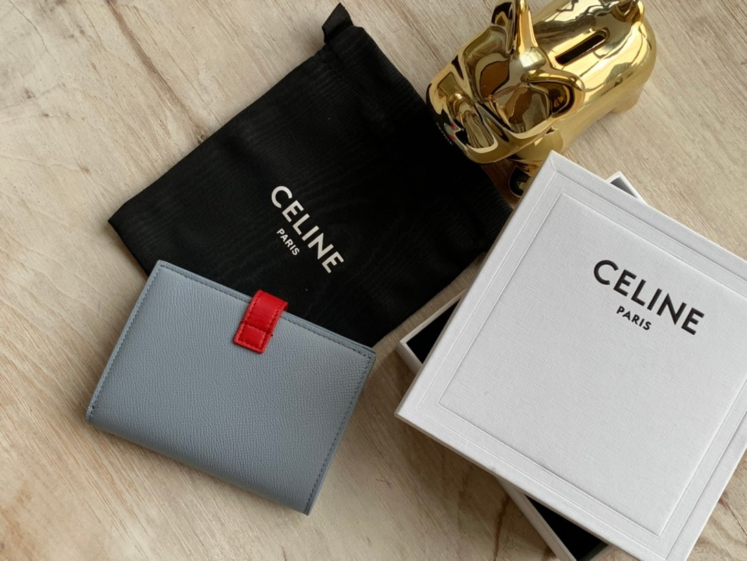 Celine 中夾-STRAP粒面小牛皮錢包