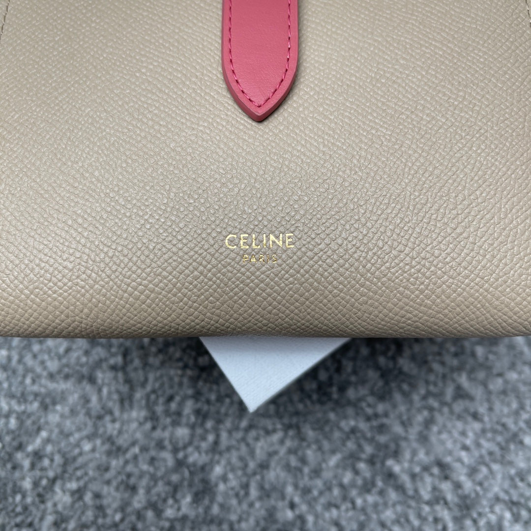 Celine 中夾-STRAP粒面小牛皮錢包