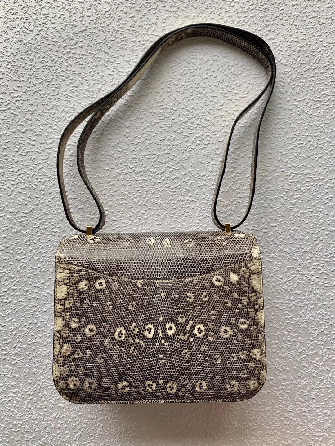 Hermes-Constanse mini 19-ombre Lizard 金扣