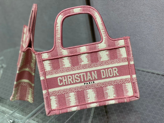 Dior Book Tote-Mini 23cm-粉色條紋