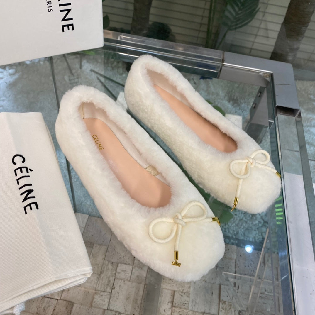 賽C家-22fw 秋冬新款小羊毛樂福鞋 凱旋門小吊墜