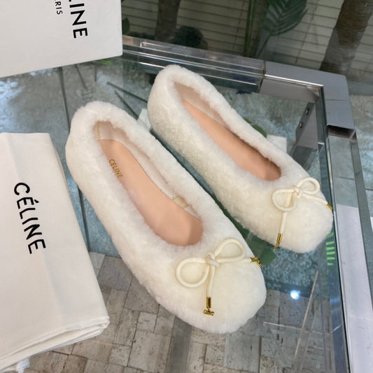 賽C家-22fw 秋冬新款小羊毛樂福鞋 凱旋門小吊墜