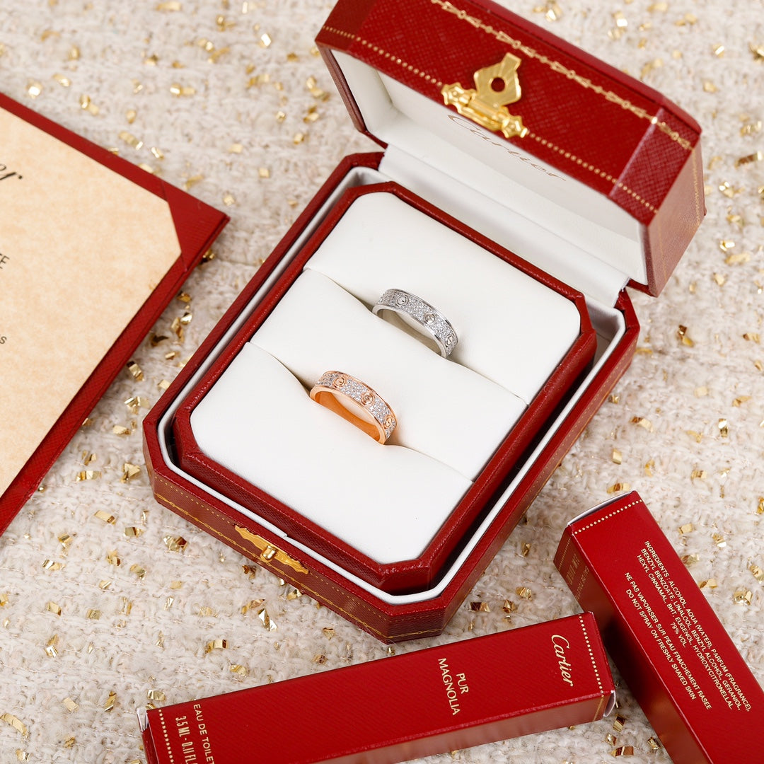 Cartier 粗版滿天星戒指-玫瑰金/白金