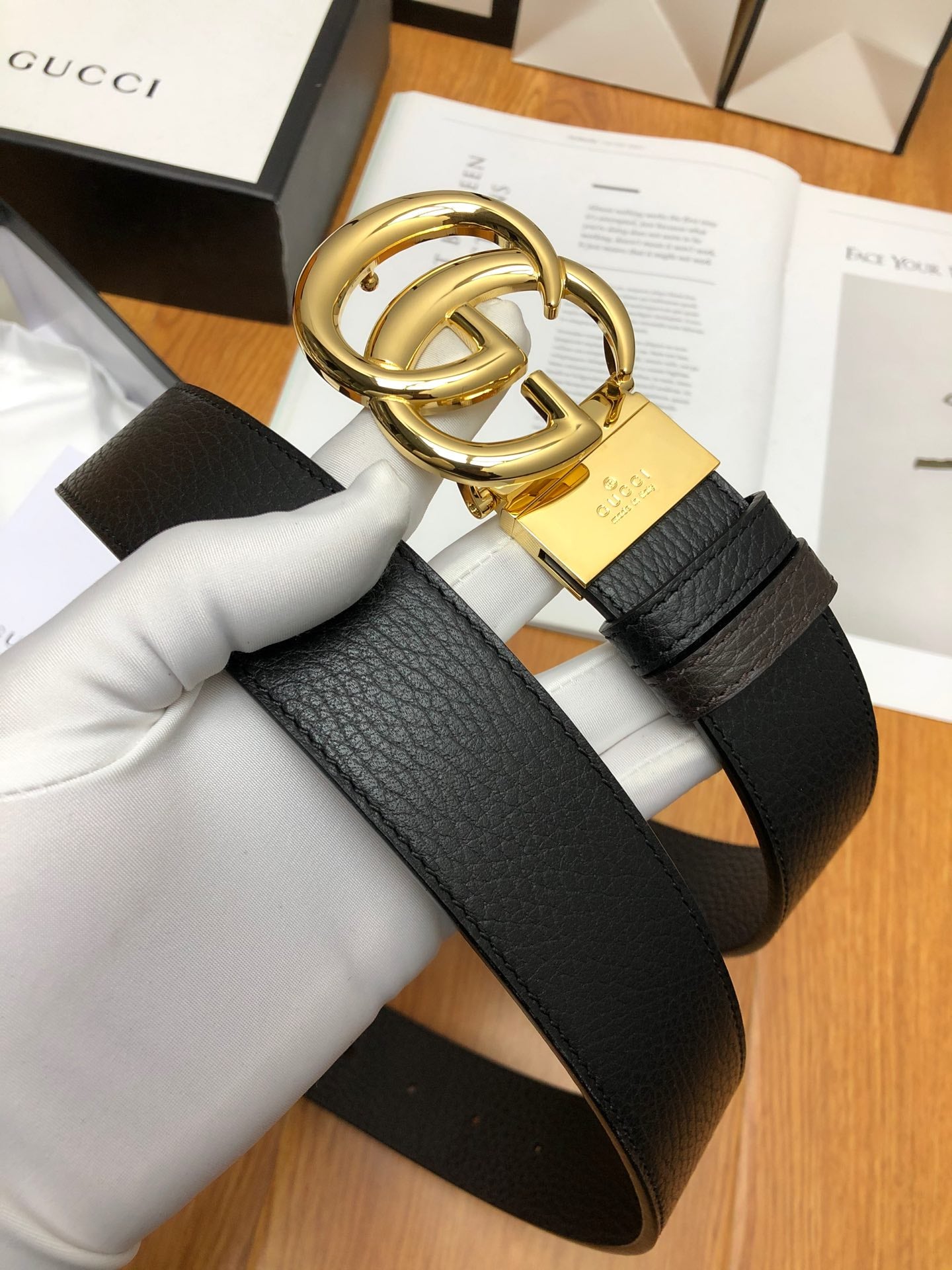 古G家-荔枝紋皮帶-3.8cm-男款