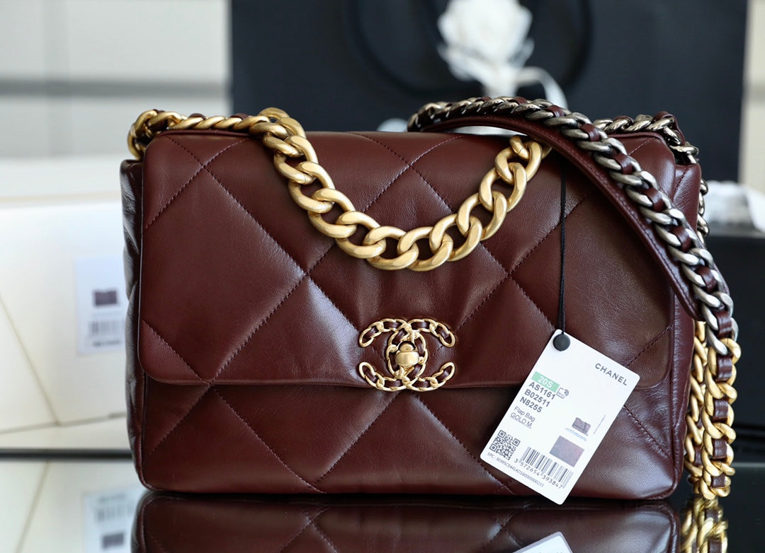 Chanel 19Bag-中號深棗紅