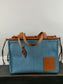 羅L威-Cushion tote 小牛皮 牛仔色