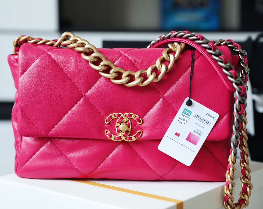 Chanel 19Bag-中號桃紅色