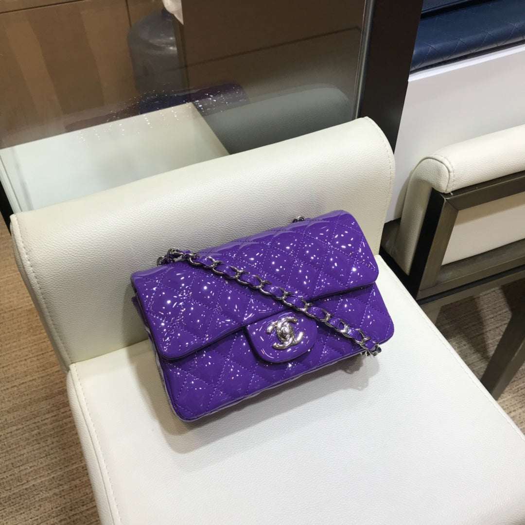 小香家-CF包 漆皮 銀鍊 20cm