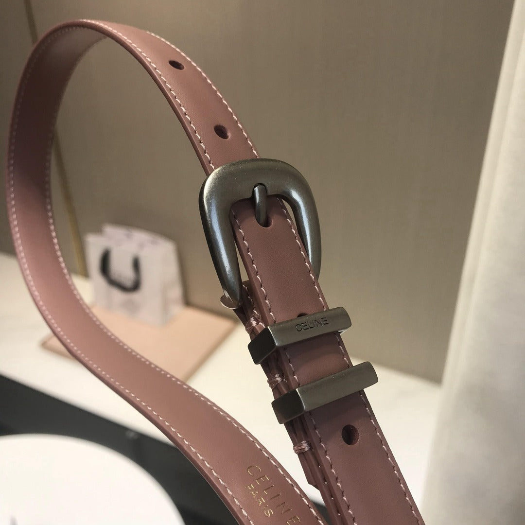 賽C家-粉色銀扣皮帶-1.8cm
