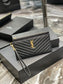 YSL 拉鍊手拿包 扁長夾 黑色金扣
