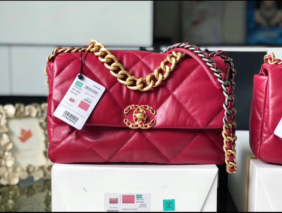 Chanel 19Bag-中號寶石紅
