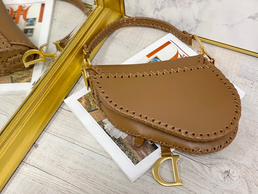 Dior Saddle 馬鞍包-編織-大號焦糖色-25.5cm