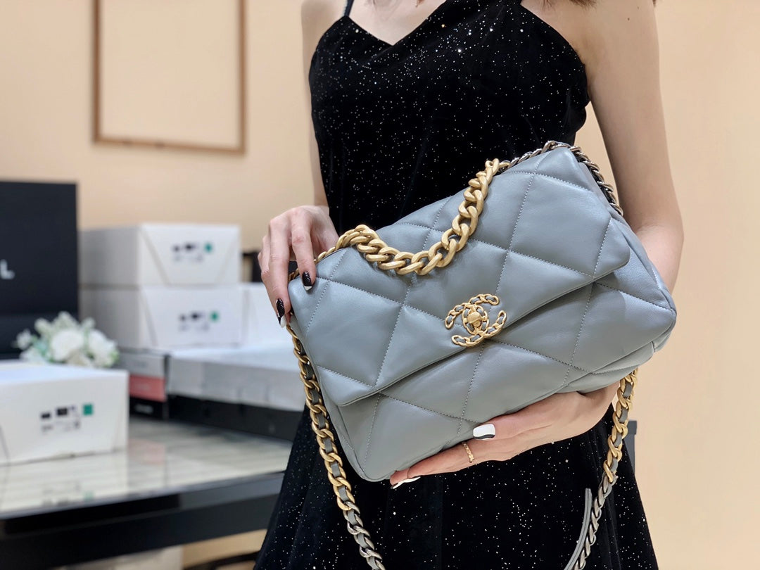 小香家-19Bag 灰色金扣 中號