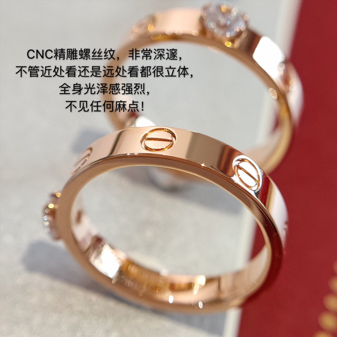 Cartier Love 單鑽(凸鑽)戒指-玫瑰金/白金