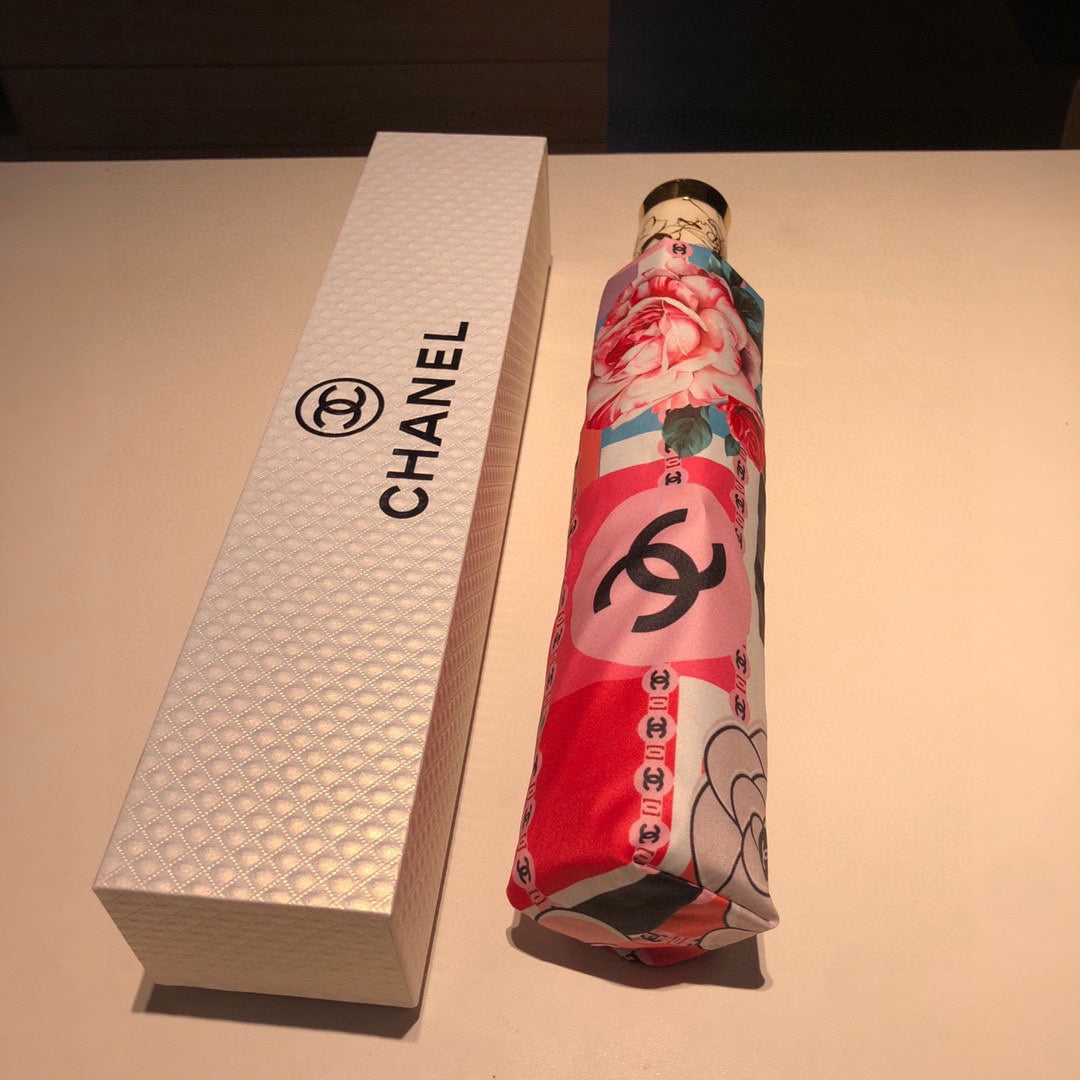 小香家-茶花三折自動雨傘-粉色