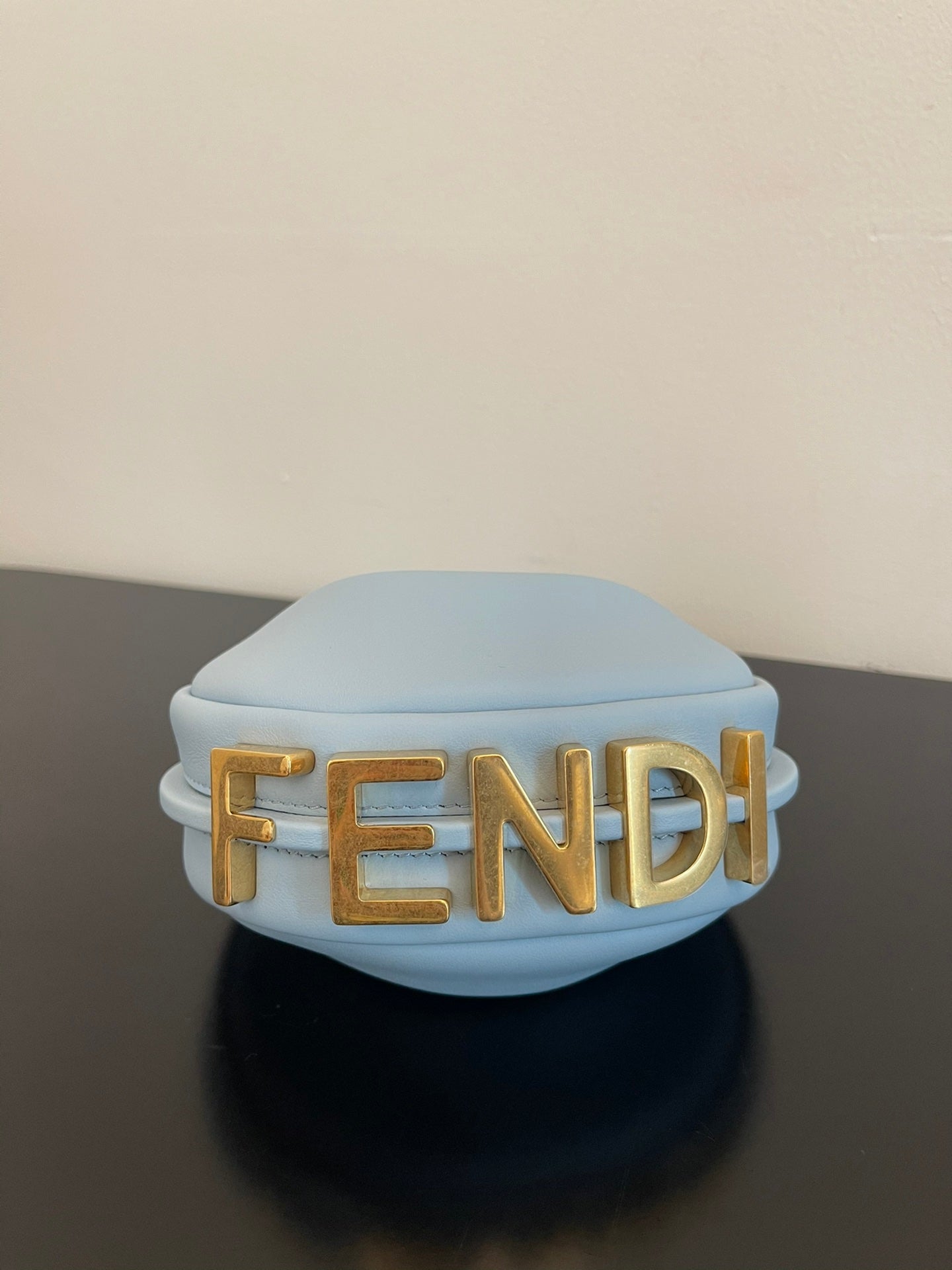 芬F家-Fendigraphy-迷你藍色皮革腋下包