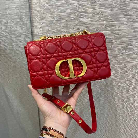 Dior Caro 小號20cm-紅色小牛皮