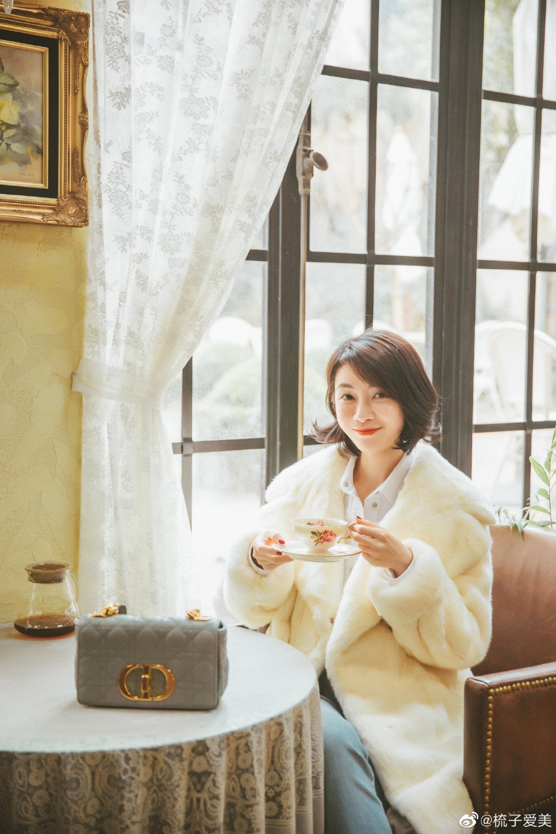 Dior Caro 小號20cm-馬卡龍藍