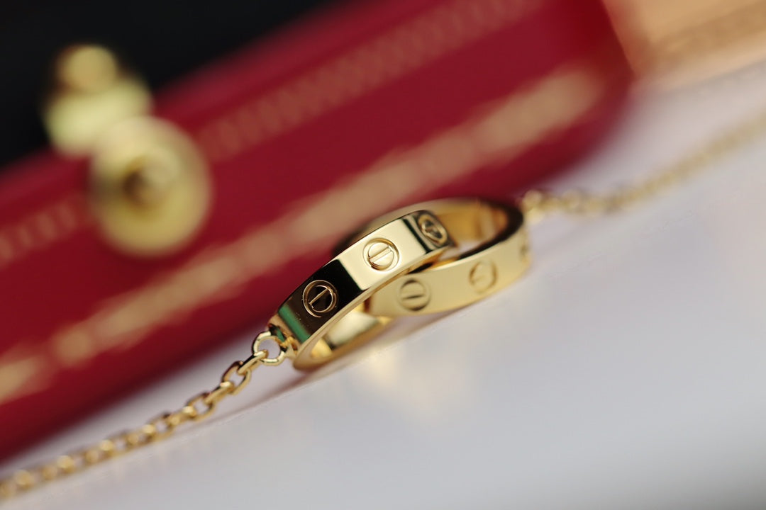Cartier Love雙環項鍊-黃金-無鑽