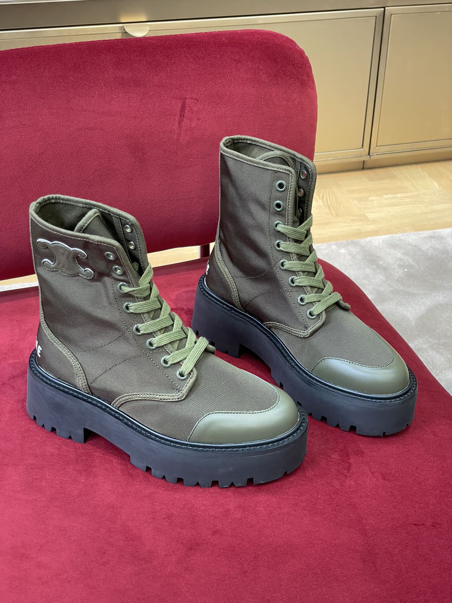 賽C家-22fw 秋冬新款靴子 鞋面帆布拼接皮革（尺碼35-41)