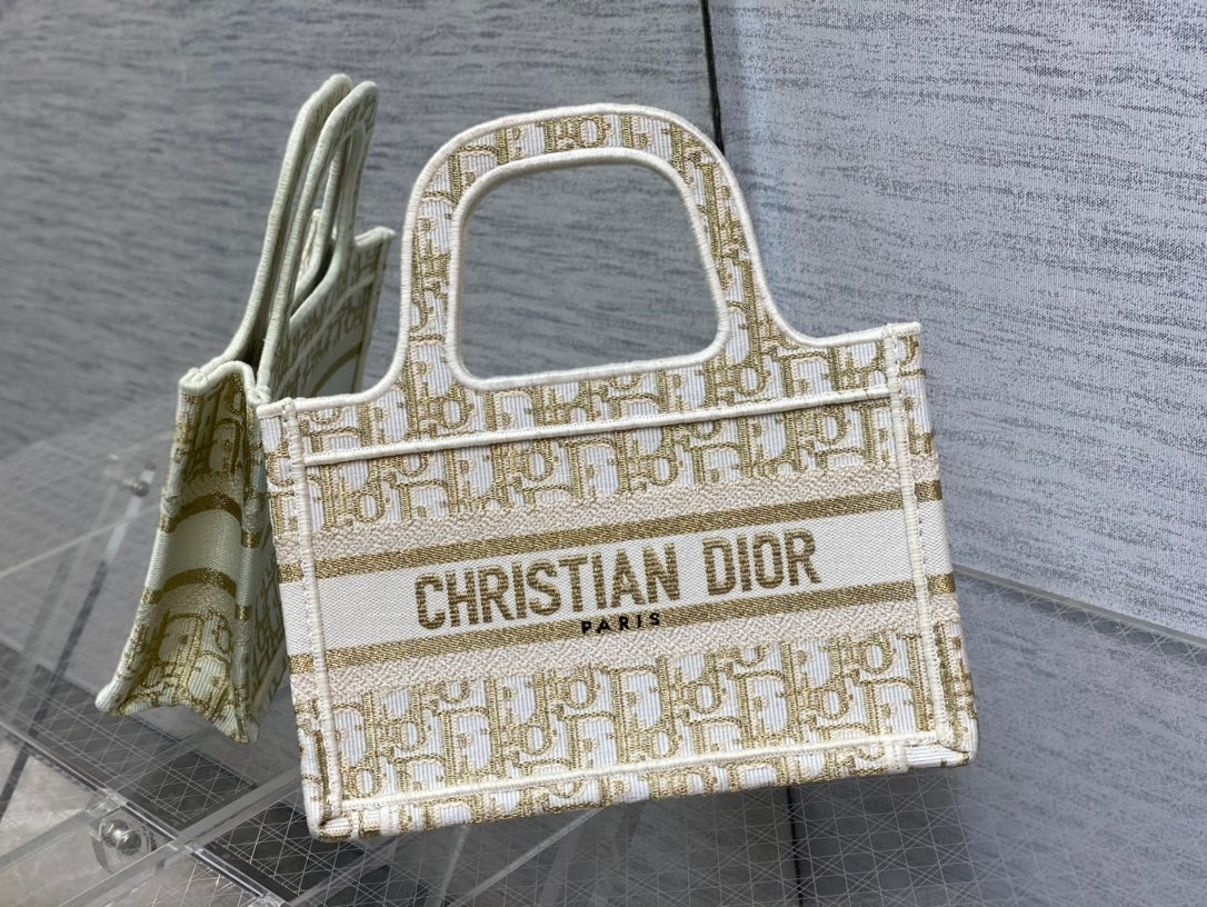 Dior Book Tote-Mini 23cm-金字老花 聖誕限定