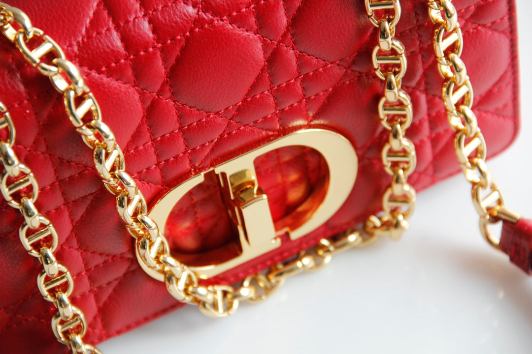 Dior Caro 小號20cm-紅色小牛皮