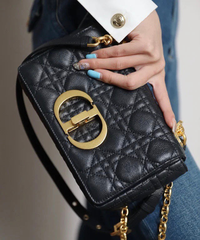 Dior Caro 小號20cm-黑色小牛皮