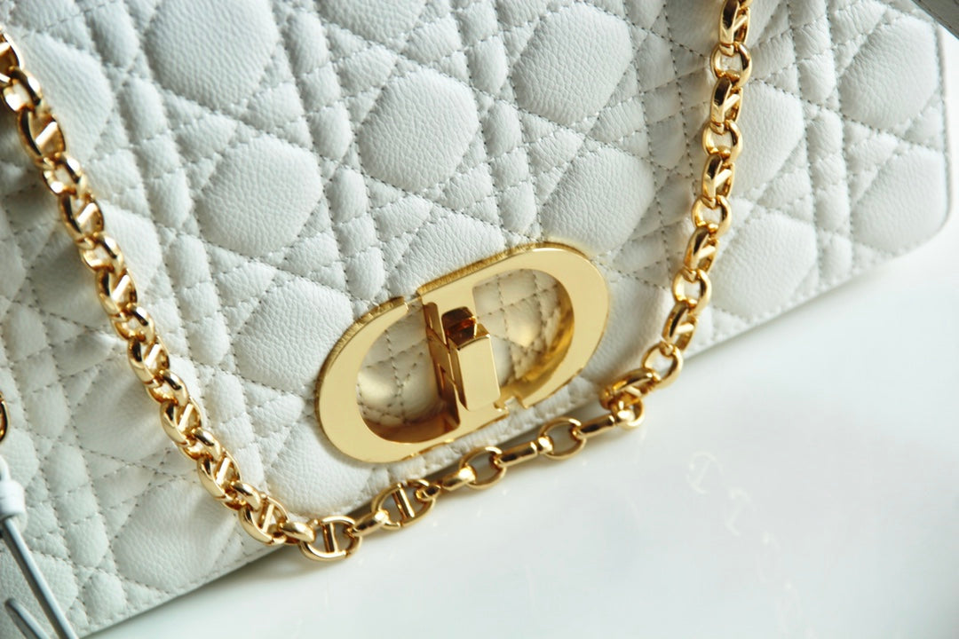 Dior Caro 大號28cm-白色小牛皮