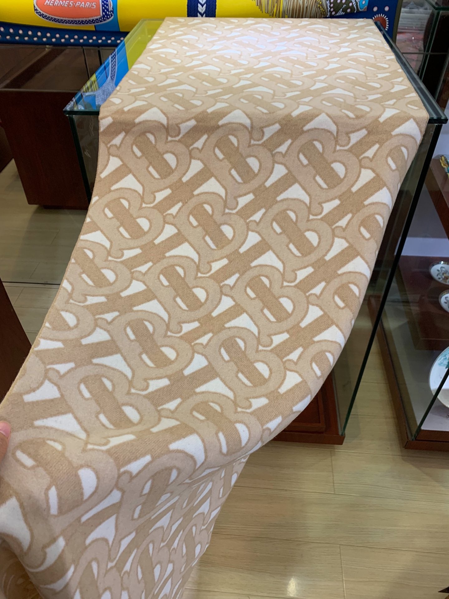 巴B家-TB標誌經典圍巾披肩-50*200cm-100%羊絨