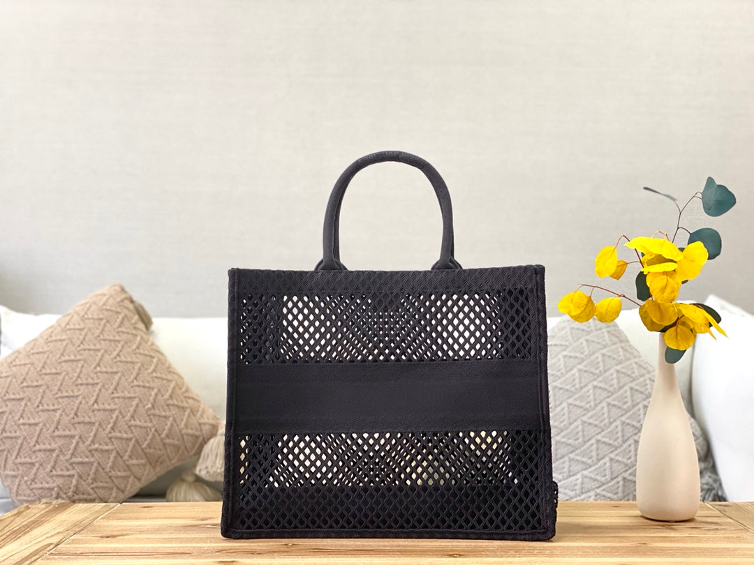 Dior Book Tote-大號41.5cm-黑色網格
